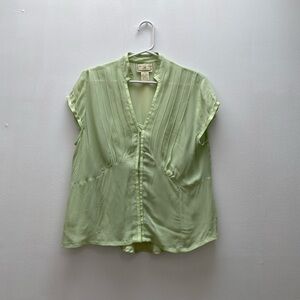 Vintage - April Cornell Y2K 90’s Classic Light Green Hook Eye Blouse